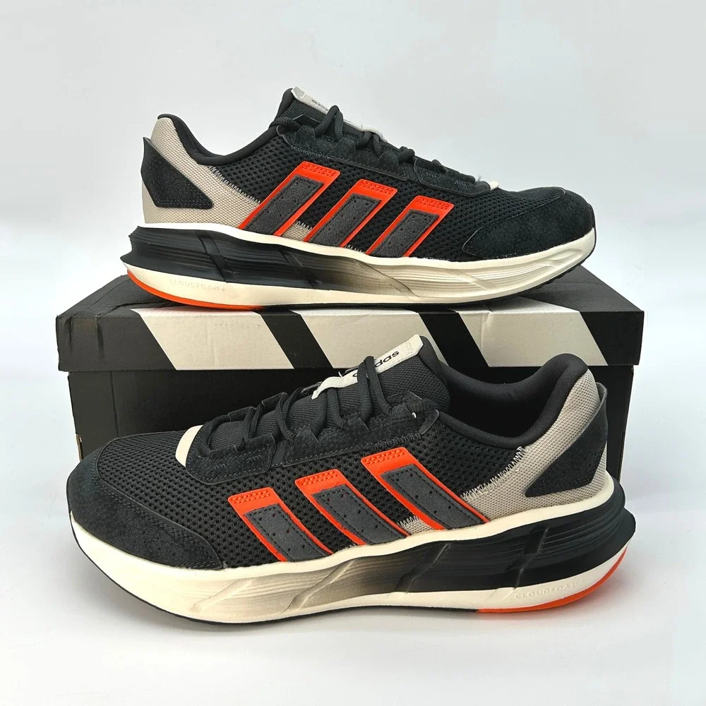 adidas Astrastar Sz 11.5 Mens Sneakers Gray Orange Trainers Cloudfoam NEW JQ6077